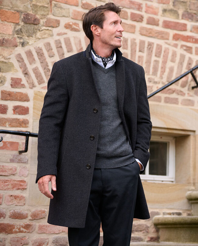 Wool-cashmere coat &quot;Howard&quot; for men in anthracite | Wellington of Bilmore