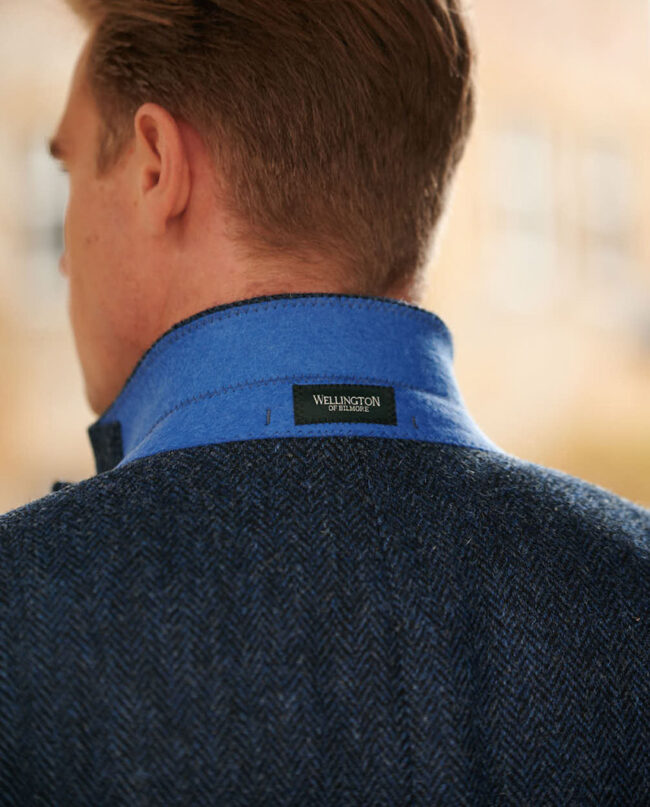 Harris tweed jacket &quot;London&quot; in stylish blue herringbone I Wellington of Bilmore