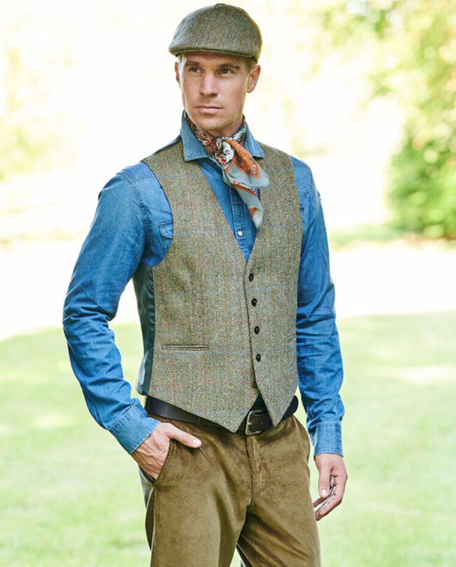 Harris Tweed vest l &#039;Tailor&#039;&#039;, light green I Wellington of Bilmore