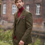 London - Harris Tweed Sakko in green Overcheck