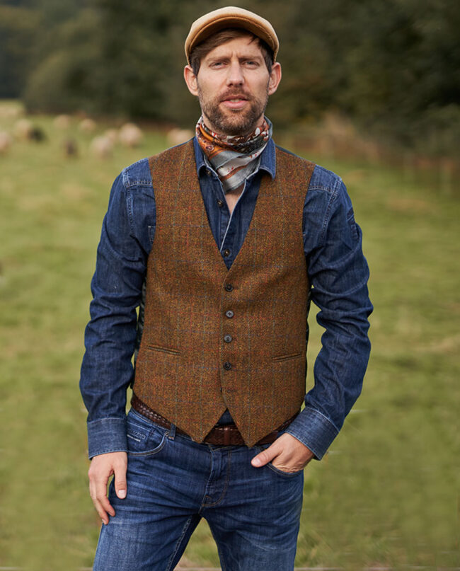 Harris Tweed vest &#039;&#039;Tailor&#039;&#039; with taffeta back&#039;, country classic I Wellington of Bilmore