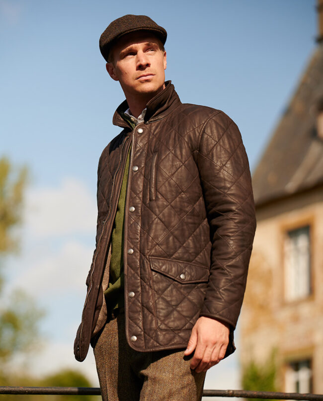 Men&#039;s leather jacket &#039;&#039;Ben&#039;&#039;, brown I Wellington of Bilmore lamb nubuck in brown