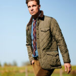 Quilted jacket &#039;&#039;Boston&#039;&#039; in olive with tweed applications