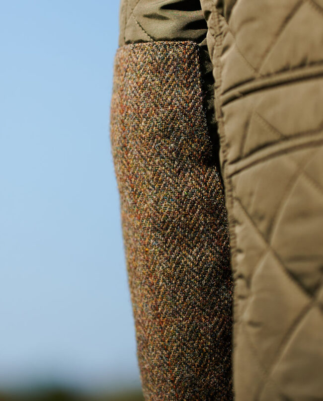 Damen-Steppmantel "Gabby" mit Tweed-Besatz in Beige I Wellington of Bilmore