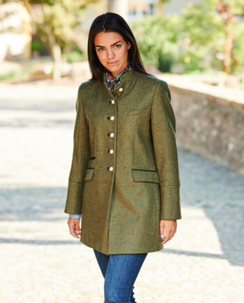&quot;Foxdale&quot; frock coat for women made of MOON tweed in green-brown