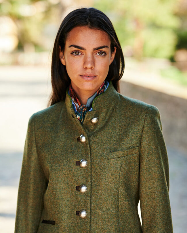 &quot;Foxdale&quot; frock coat for women made of MOON tweed in green-brown