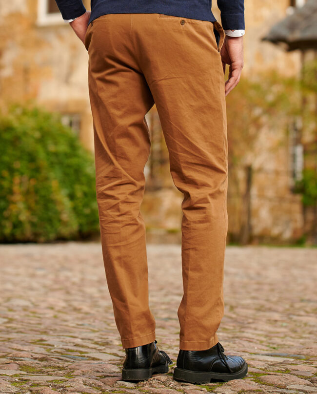 Classic cotton trousers &quot;Mr. Jones&quot; for men in orange I Wellington of Bilmore