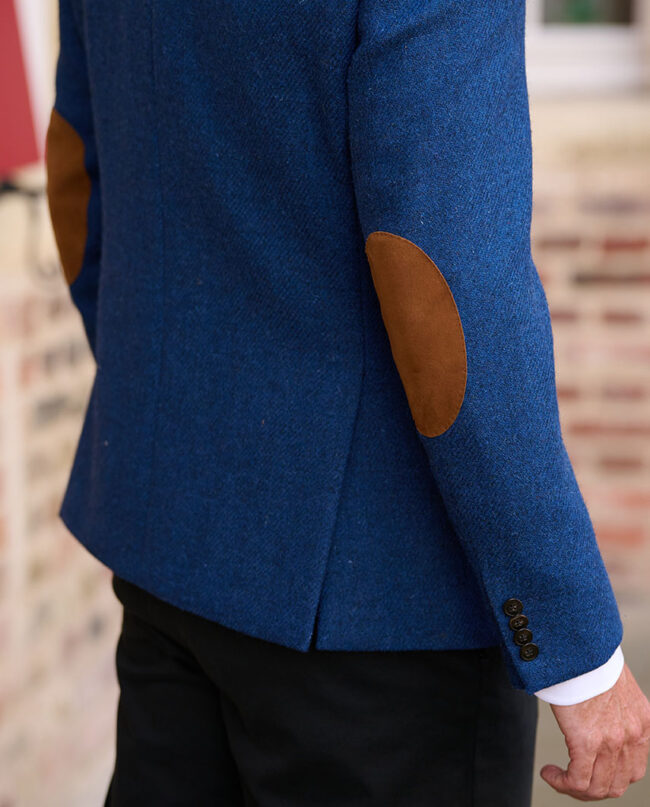 London - Men's jacket in original Harris Tweed, blue twill I Wellington of Bilmore