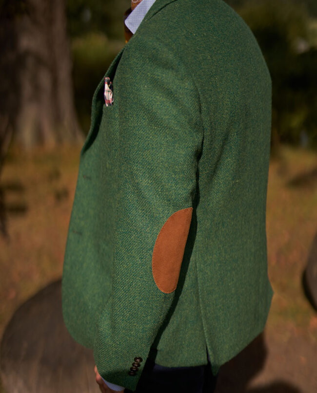 Harris tweed jacket &#039;&#039;London&#039;&#039; in green twill I Wellington of Bilmore