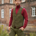 Tailor - Harris tweed vest with silk back in &quot;Green Overcheck&quot;