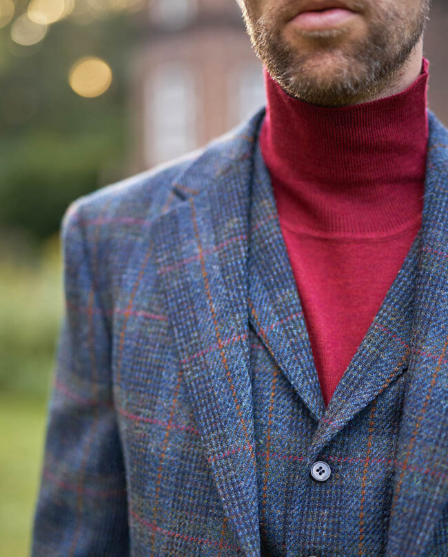 Harris tweed jacket &#039;&#039;London&#039;&#039;, multi-blue tweed I Wellington of Bilmore