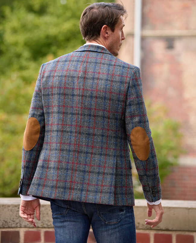 London - Men's jacket in original Harris Tweed, royal check I Wellington of Bilmore