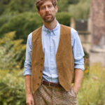 Men&#039;s leather vest &#039;&#039;Tailor&#039;&#039; made from super soft goat suede in mud