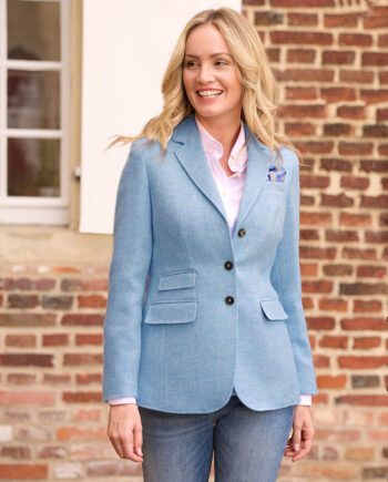 Carola – Damen Harris Tweed Blazer, light blue I Wellington of Bilmore