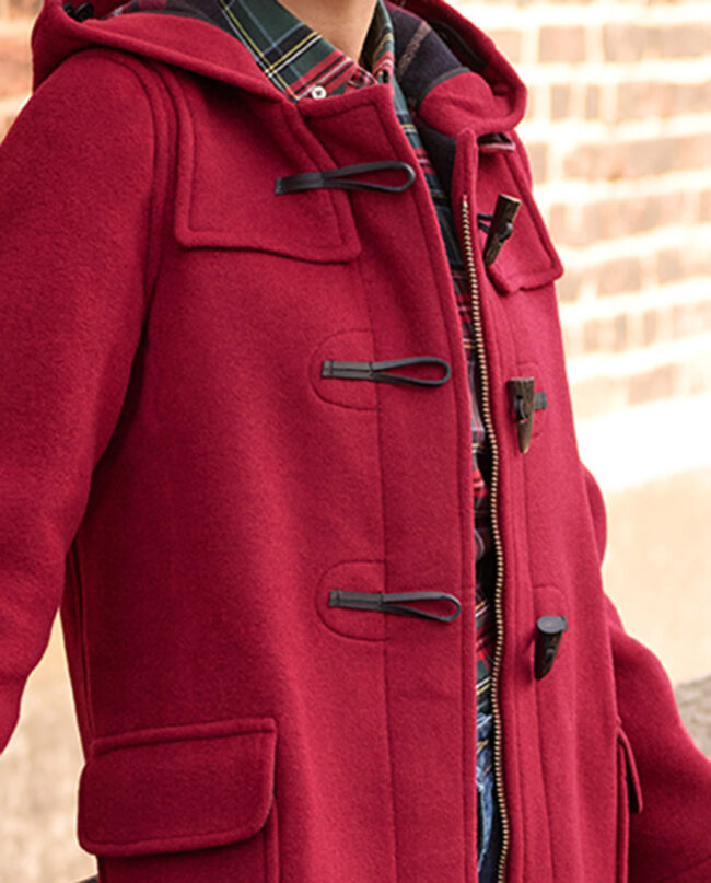 Ladies Duffle - Duffle coat for women, burgundy I Wellington of Bilmore