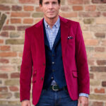 Men&#039;s velvet jacket &#039;&#039;London&#039;&#039; in red