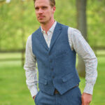 Harris Tweed vest &#039;&#039;Wales&#039;&#039; in blue shadow