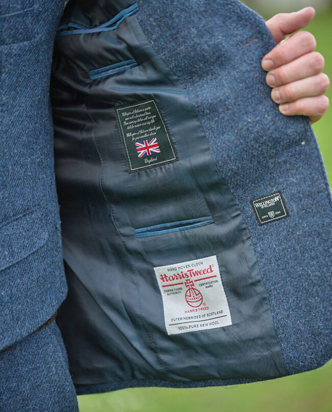 London - Men's jacket in original Harris Tweed in blue shadow I Wellington of Bilmore