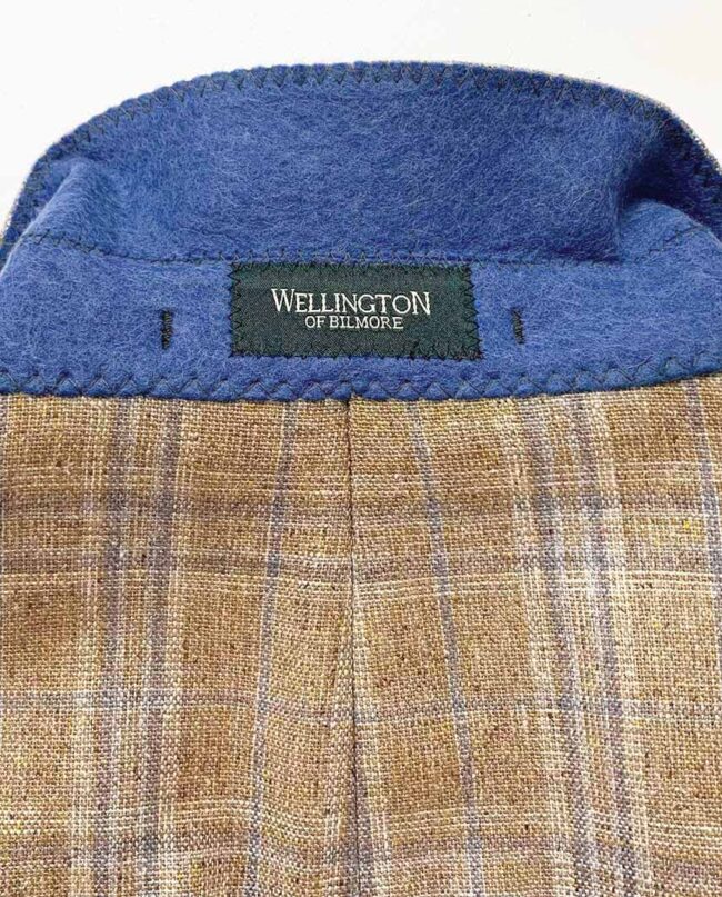 Summer jacket &#039;&#039;London&#039;&#039; in beige-blue silk glencheck I Wellington of Bilmore