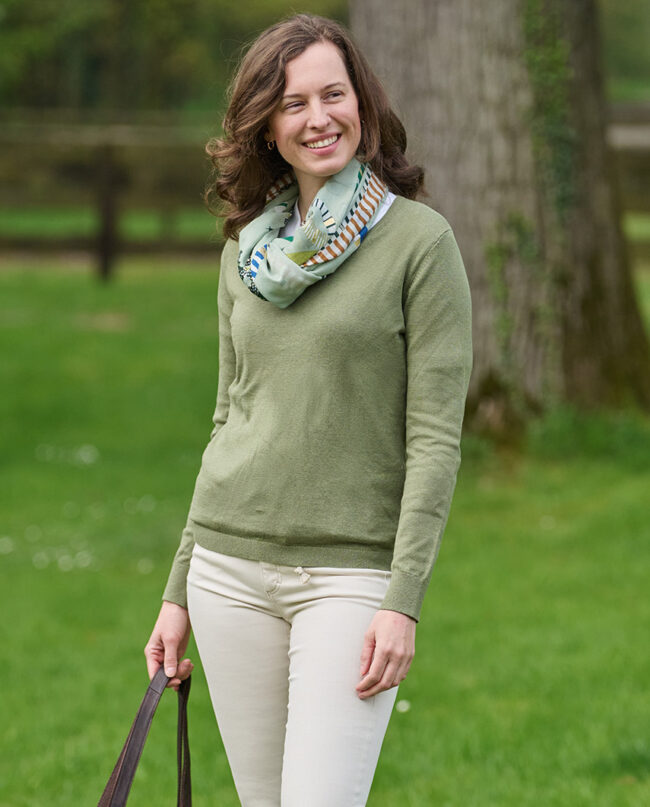 Jane - green cotton sweater for women in green | Wellington of Bilmore