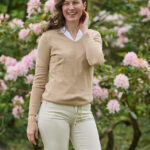 Ladies&#039; knitted sweater &#039;&#039;Jane&#039;&#039; with V-neck in beige