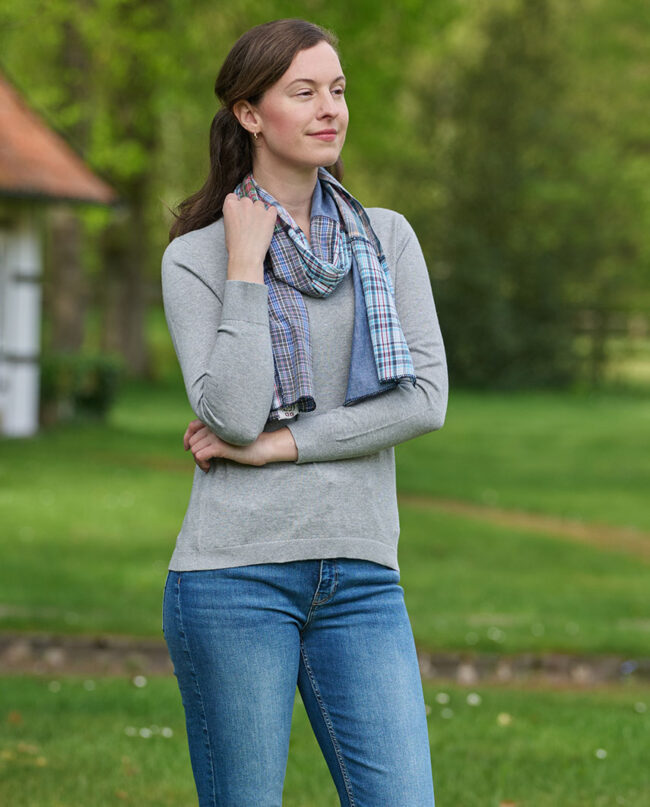Jane - gray cotton sweater for women made of 100% cotton | Wellington of Bilmore
