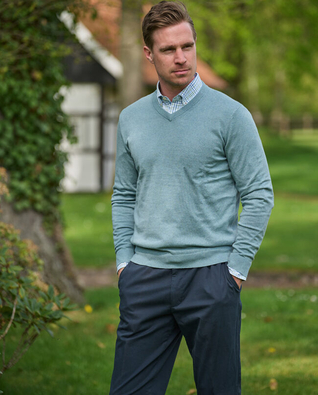 Tom - Men's sweater made from the best cotton in petrol | Wellington of Bilmore