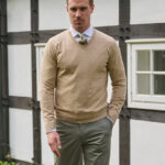 Men&#039;s knitted sweater &#039;&#039;Tom&#039;&#039; with V-neck in beige