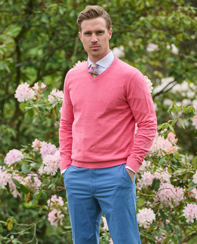 Tom - pink men's sweater made from the best cotton | Wellington of Bilmore