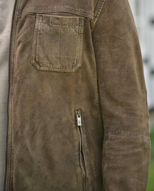 Jason - Men's leather jacket in antique finish look, brown I Wellington of Bilmore