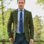 Harris tweed jacket &#039;&#039;London&#039;&#039; in green Island Herringbone