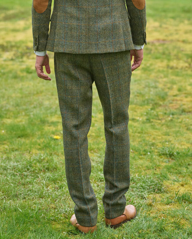 Mr. Miller - Herrenhose aus original Harris Tweed, in oliv-blue Overcheck Wellington of Bilmore