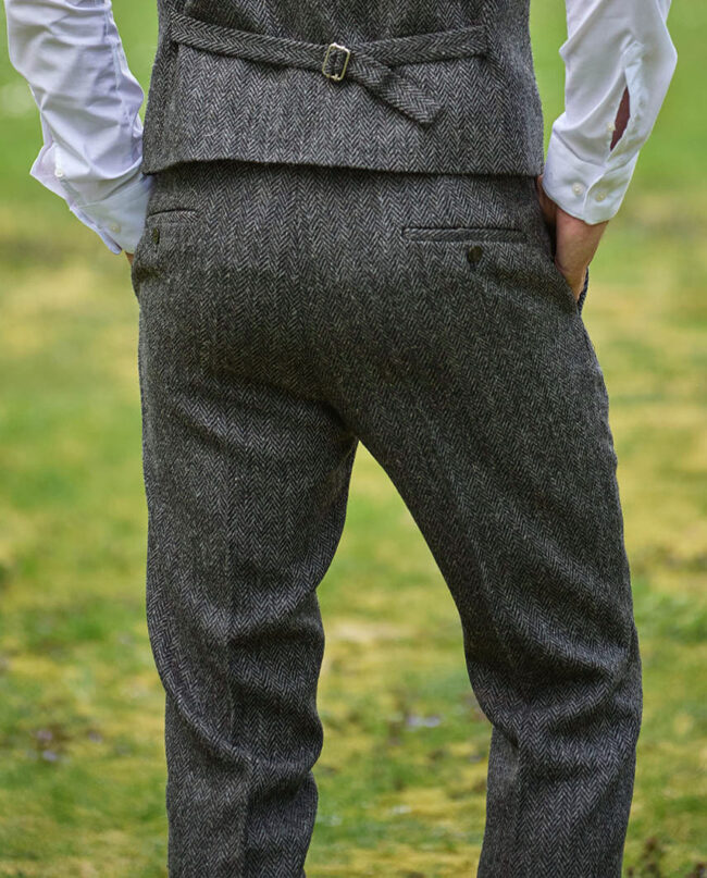 Mr. Miller - Herrenhose aus original Harris Tweed, in anthra herringbone Wellington of Bilmore