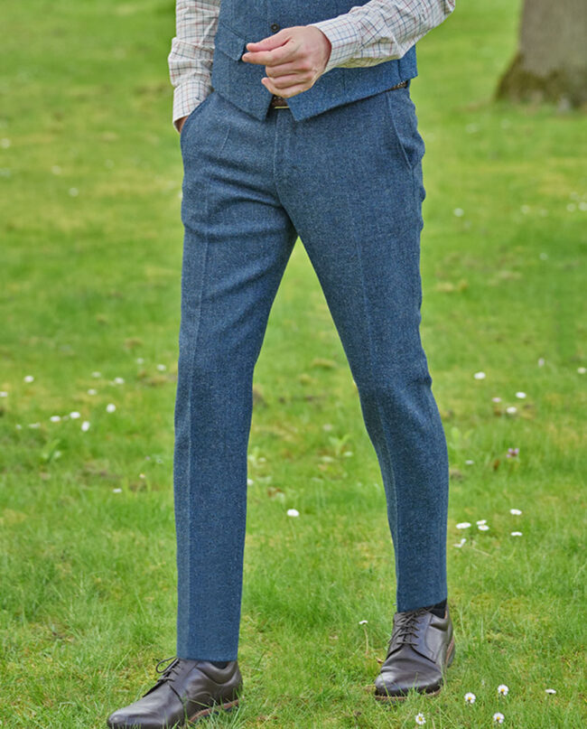 Mr. Miller- Men's trousers made from original Harris Tweed, in blue shadow I Wellington of Bilmore