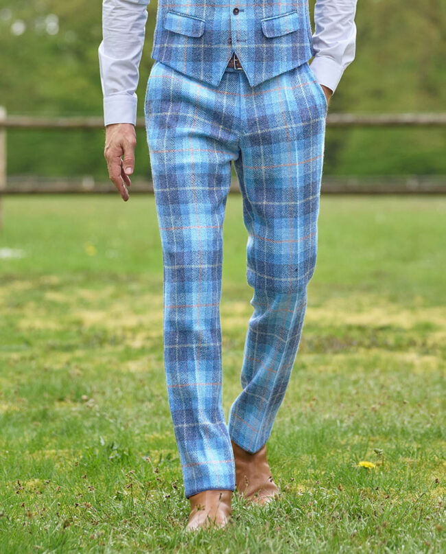 Mr. Miller - Men's trousers in original Harris Tweed, in jeans herringbone Wellington of Bilmore