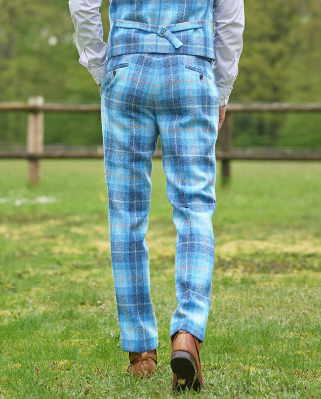 Mr. Miller - Men's trousers in original Harris Tweed, in jeans herringbone Wellington of Bilmore