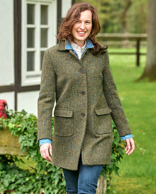 Ladies tweed coat &#039;&#039;Marly&#039;&#039;, multi color Herringbone I Wellington of Bilmore
