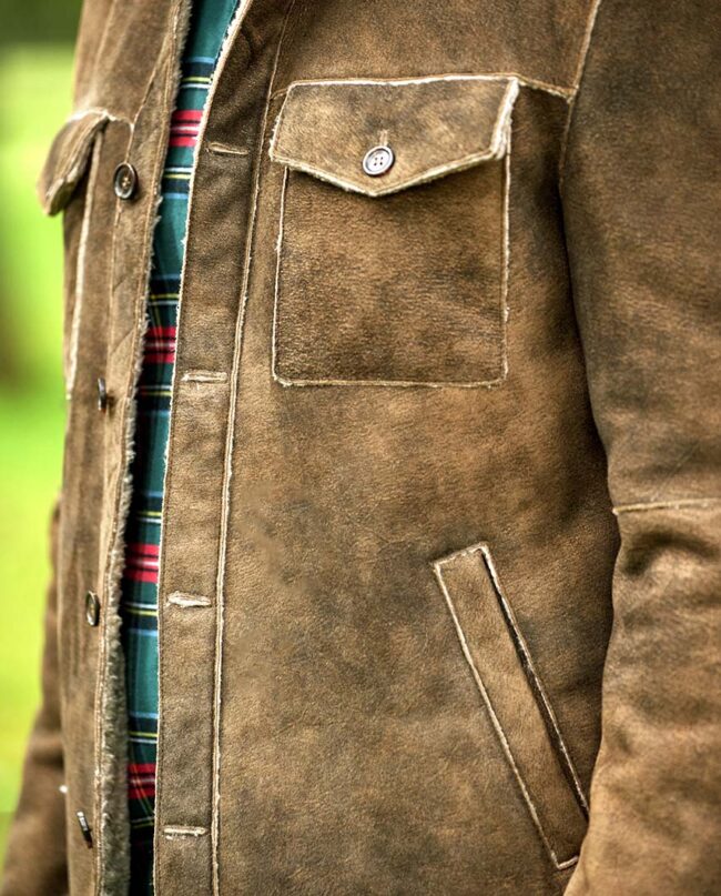 Men&#039;s leather jacket &#039;&#039;Buster&#039;&#039;, mud I Wellington of Bilmore