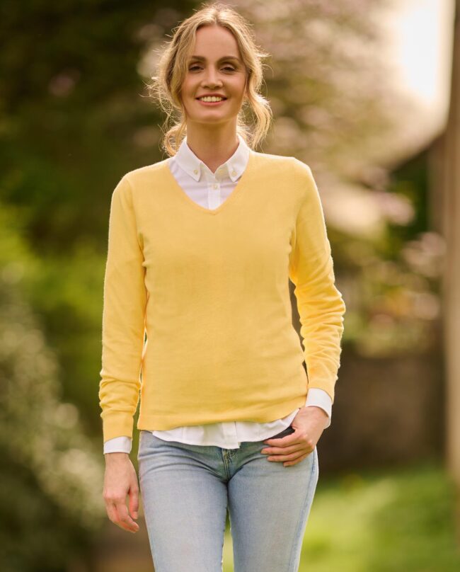 Jane - cotton sweater for women in yellow | Wellington of Bilmore
