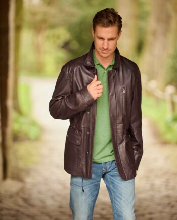Men's leather jacket ''Seattle'' in dark brown by Wellington of Bilmore