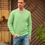 Men&#039;s round neck sweater &#039;&#039;Till&#039;&#039; in apple green