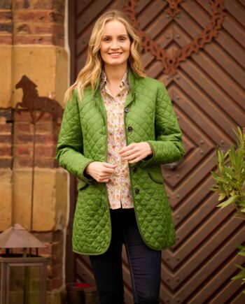 Grace- lightweight women's quilted coat in fresh green by Wellington of Bilmore