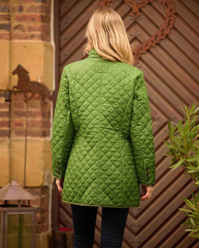 Grace- lightweight women's quilted coat in fresh green by Wellington of Bilmore