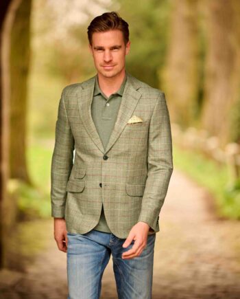 Summer jacket &#039;&#039;London&#039;&#039; made of pure silk in green check I Wellington of Bilmore