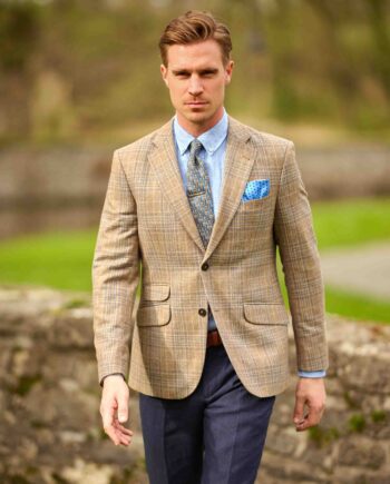 Summer jacket &#039;&#039;London&#039;&#039; made of pure silk and wool in beige check I Wellington of Bilmore