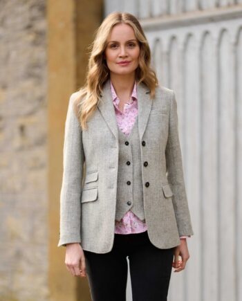 Carola – Damen Harris Tweed Blazer, in light grey I Wellington of Bilmore