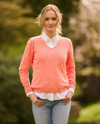 Jane - cotton sweater for women in coral | Wellington of Bilmore